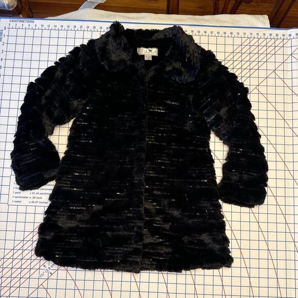 Vintage Widgeon Faux Fur Coat - Black Size Small / medium Lux Winter Outerwear - Picture 4 of 7